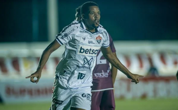 Iury Castilho comemora gol marcado pelo Vitória sobre o Jacuipense Crédito: Victor Ferreira/EC Vitória