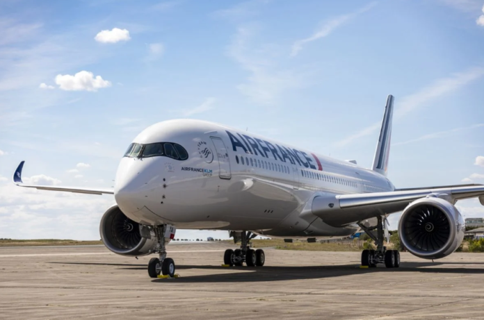 A aeronave AirbusA350 tem capacidade para 324 passageiros em três classes Crédito: Divulgação/Air France