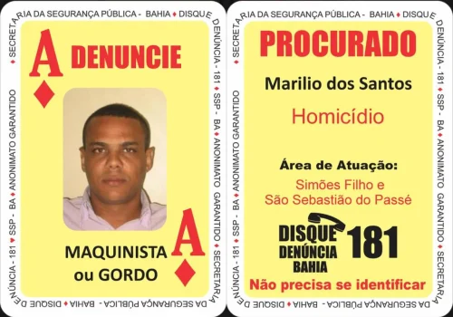 “Maquinista” era o Ás de Ouros” do Baralho do Crime da SSP e autor do assassinato de Mãe Bernadete

Foto: Divulgação SSP-BA